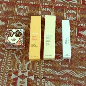 Glossier balm dolctom and benefit cosmetics blush